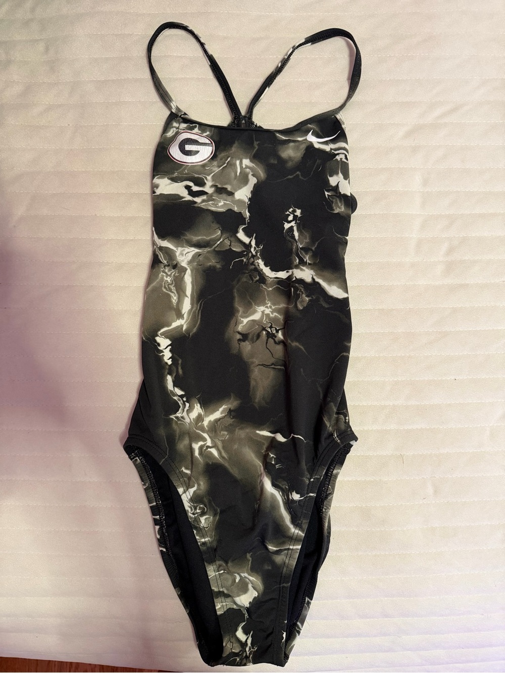 UGA Nike Womens Black & White Marble One-Piece Swimsuit